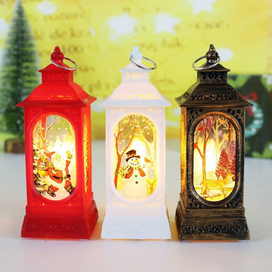 Christmas Decorative Lantern Candle Light Electronic Snowman Night Light